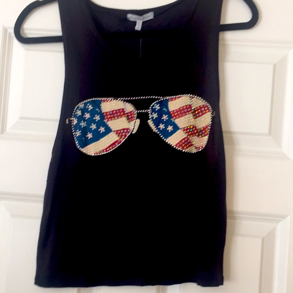 Red white and blue Charlotte Russe embellished top